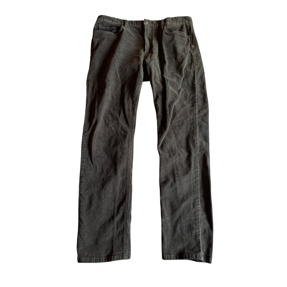 Flint and Tinder Slim Fit Corduroy Pants Mens 36x32 Olive Green Grey 5 Pocket